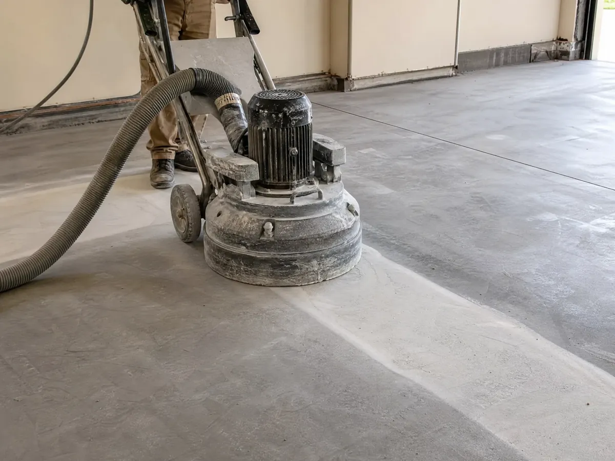 Concrete surface preparation with a planetary grinder